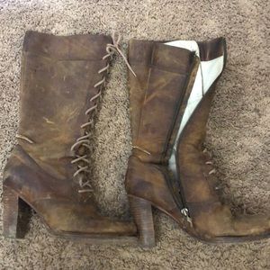 Frye lace up leather boots